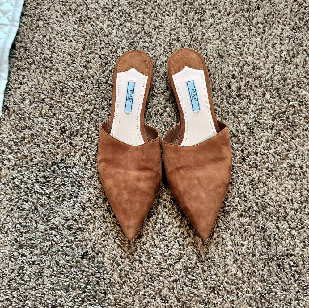 Prada Brown Suede Mules
